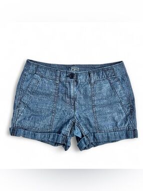 Loft low rise, rolled hem grey denim cargo summer shorts Sz 00